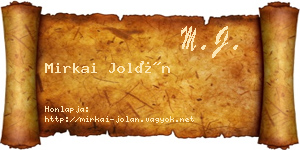 Mirkai Jolán névjegykártya